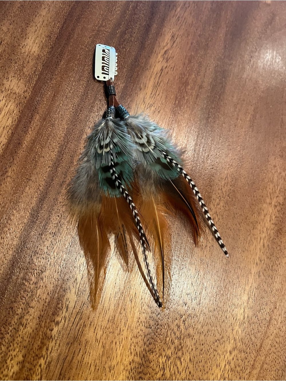 Feather Hair Clip — Brown & Green Feather Accent